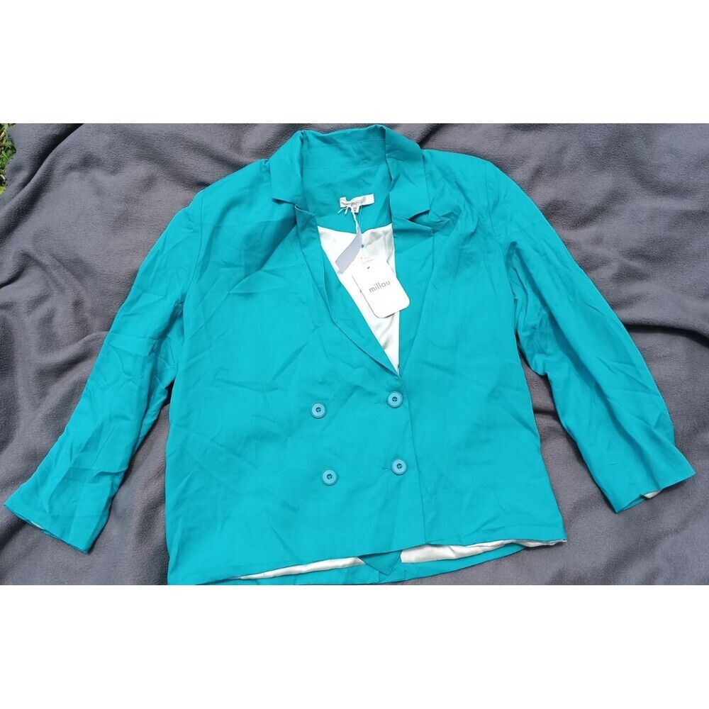VTG Millau Teal Blazer Women’s Size 12 NWT Structured Shoulder Pads Jacket